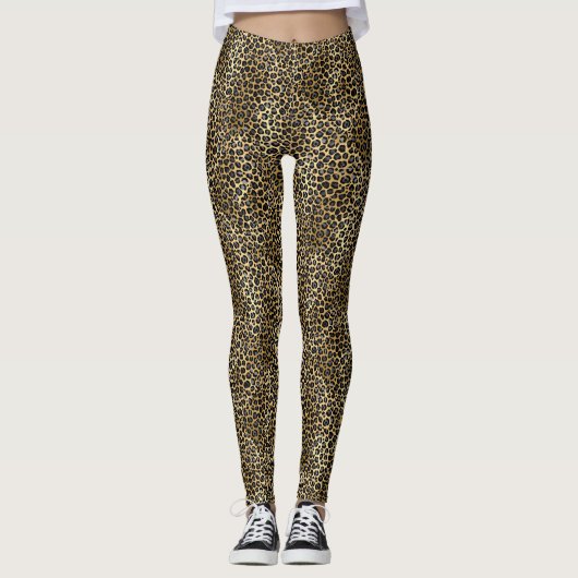 LUXE金ゴールドLEOPARD PRINTアクティブレギンス レギンス (正面)
