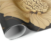 Luxe開花：ブラック&金ゴールドエレガンス ラッピングペーパー (ロールコーナー)