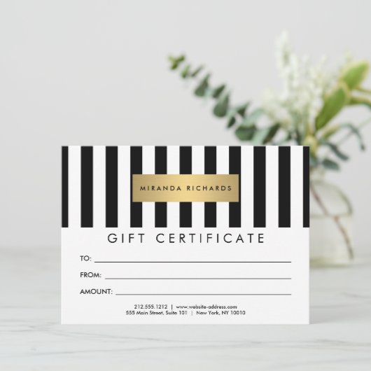 Luxe黒はっきりした白のギフトストライプ券 (スタンド正面)