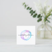 Luxe フェイク Holographic 絵を描 Circle Designerのロゴ スクエア名刺 (スタンド正面)