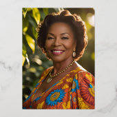 Luxe 50バラ金ゴールドフォトオンバック誕生日 箔招待状 (裏面)