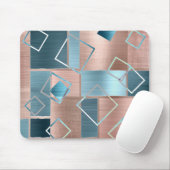 Luxe Abstract | Blush Rose Gold and Teal Geometric マウスパッド (マウス)
