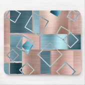 Luxe Abstract | Blush Rose Gold and Teal Geometric マウスパッド (正面)