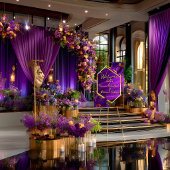 Luxe Asymmetrical Frame Purple Brush Stroke Floral アクリルサイン