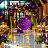 Luxe Asymmetrical Frame Purple Brush Stroke Floral アクリルサイン