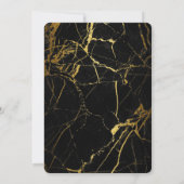 Luxe Blackと金ゴールド大理石テクスチャ                 招待状 (裏面)