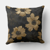 Luxe Black Gold Floral Home Decor クッション (裏面)