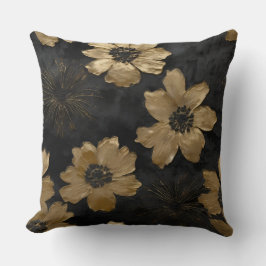 Luxe Black Gold Floral Home Decor クッション