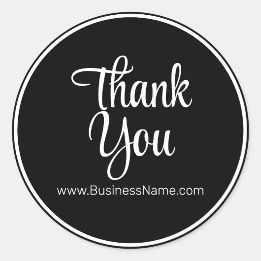 Luxe Black Thank You Packaging-エレガントand スタイリッシュ ラウンドシール (正面)