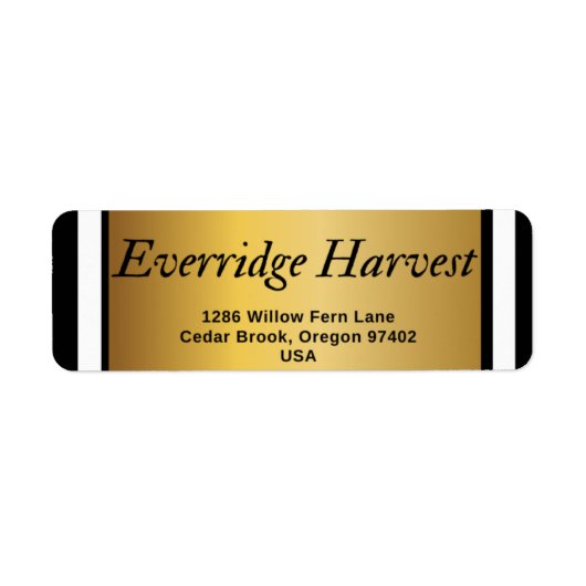 Luxe Black & White Stripes with Gold Accent Label ラベル (正面)