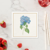 Luxe Blue Hydrangea Napkin — Elegant Botanical スタンダードカクテルナプキン (インサイチュ)
