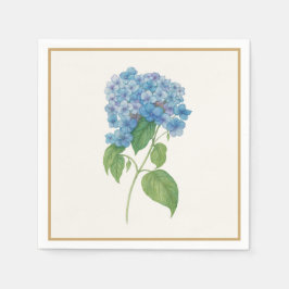 Luxe Blue Hydrangea Napkin — Elegant Botanical スタンダードカクテルナプキン