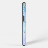 Luxe Blue Marble & Silverグリッター付/名前 – モノグラム iPhoneケース (右側面)