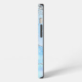 Luxe Blue Marble & Silverグリッター付/名前 – モノグラム iPhoneケース (左側面)