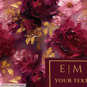 Luxe Blush Burgundy Gold Personalized Boho Floral  フリースブランケット