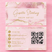 Luxe Brow Artist Blush Pink Gold Agate QR Code 名刺