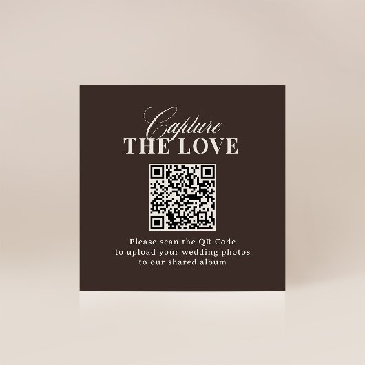 Luxe Brown | QR Code Wedding Capture the Love エンクロージャーカード
