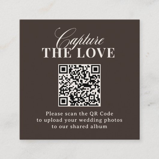 Luxe Brown | QR Code Wedding Capture the Love エンクロージャーカード (正面)