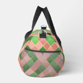 Luxe Chic Preppy Pink Green Argyle Monogram Crest ダッフルバッグ (右)