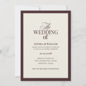 Luxe Dark Red and Cream with RSVP QR Code Wedding 招待状 (正面)