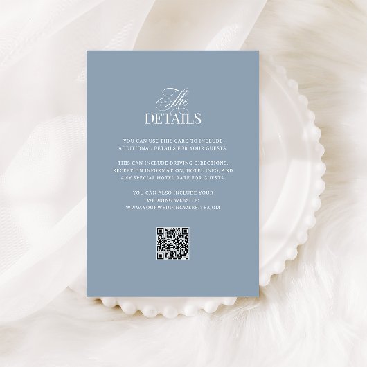 Luxe Dusty Blue | QR Code Wedding Guest Details エンクロージャーカード