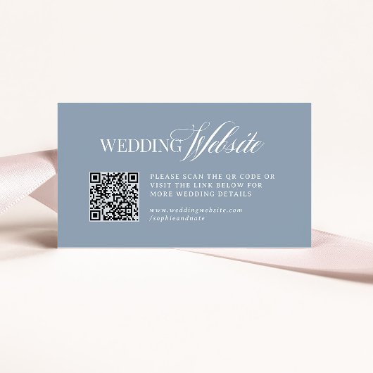 Luxe Dusty Blue | Wedding Website QR Code エンクロージャーカード