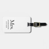 Luxe Elegance Black and White Mrs.と結婚のデート ラゲッジタグ (正面横)