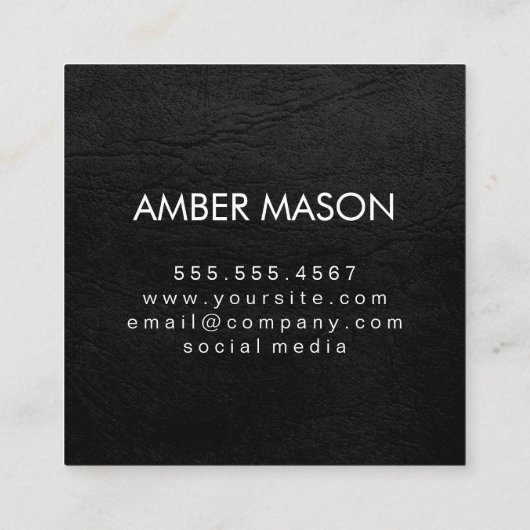 Luxe Elementsレザー付きモノグラフェイクム スクエア名刺 (裏面)