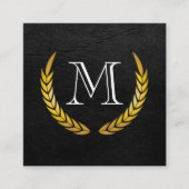 Luxe Elementsレザー付きモノグラフェイクム スクエア名刺 (正面)