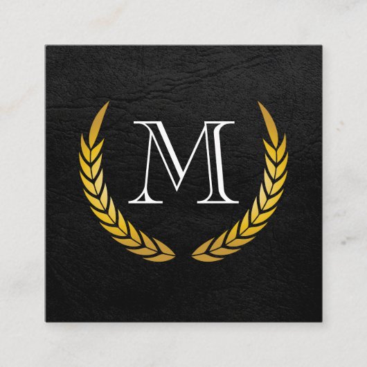 Luxe Elementsレザー付きモノグラフェイクム スクエア名刺 (正面)