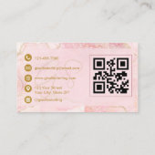 Luxe Esthetician Blush Pink Gold Agate QR Code 名刺 (裏面)