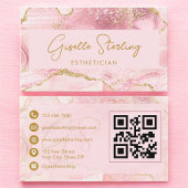Luxe Esthetician Blush Pink Gold Agate QR Code 名刺
