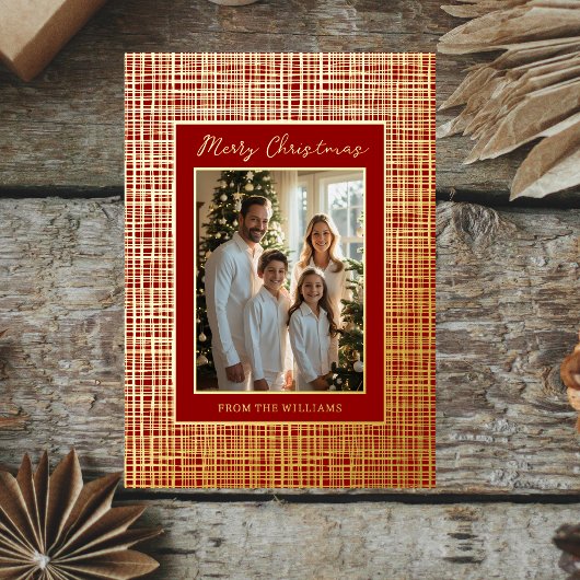 Luxe Foil Christmas Card Template Customize Red 箔シーズンカード