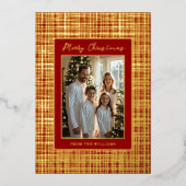 Luxe Foil Christmas Card Template Customize Red 箔シーズンカード (正面)