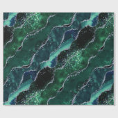 Luxe Gemstone Emerald Glitter Agate ラッピングペーパー (フラット)