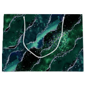 Luxe Gemstone Emerald Glitter Agate ラージペーパーバッグ (正面)