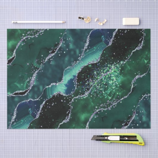 Luxe Gemstone Emerald Glitter Agate 薄葉紙 (クラフト)