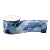 Luxe Gemstone Marble Blue Glitter Agate サテンリボン (リール)