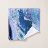 Luxe Gemstone Marble Blue Glitter Agate バスタオルセット (ウォッシュタオル)