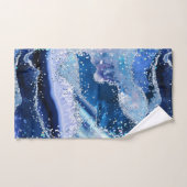Luxe Gemstone Marble Blue Glitter Agate バスタオルセット (ハンドタオル)