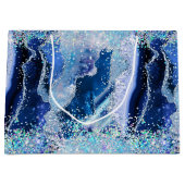 Luxe Gemstone Marble Blue Glitter Agate ラージペーパーバッグ (正面)