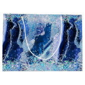 Luxe Gemstone Marble Blue Glitter Agate ラージペーパーバッグ (裏面)