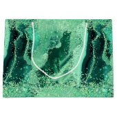 Luxe Gemstone Marble Green Glitter Agate ラージペーパーバッグ (正面)