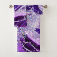 Luxe Gemstone Marble Purple Glitter Agate