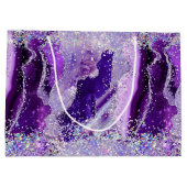 Luxe Gemstone Marble Purple Glitter Agate ラージペーパーバッグ (裏面)
