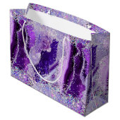 Luxe Gemstone Marble Purple Glitter Agate ラージペーパーバッグ (裏面アングル)