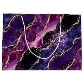 Luxe Gemstone Purple Gold Glitter Agate ラージペーパーバッグ (裏面)