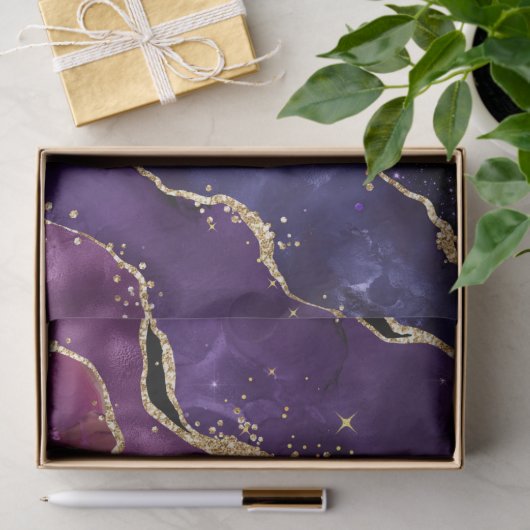 Luxe Gemstone Purple Gold Glitter Agate 薄葉紙 (ギフト)