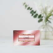 Luxe Glam Ruby Red金ゴールドデコール(ロゴと写真) 名刺 (スタンド正面)