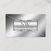 Luxe Glam Silver Glamor with Monogram and Logo 名刺 (正面)